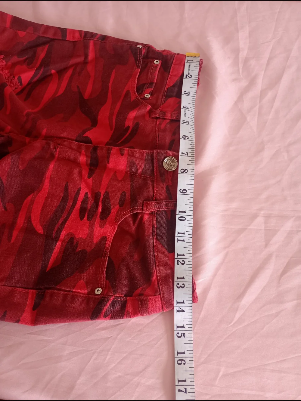 Blue Topic Red Camo Jeans Sz. 7/8 Distressed Women's